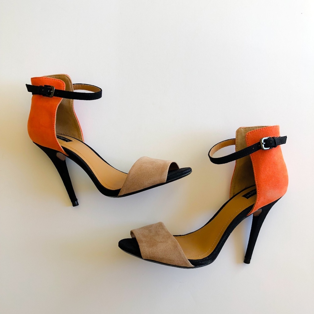 Zara Nude Contrasting Heels